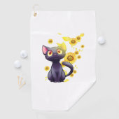 Serviette De Golf Chemise Tournesol Chat (En situation)