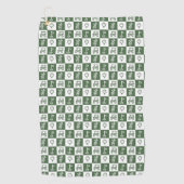 Serviette De Golf Chèque de golf vert foncé et blanc (Devant)