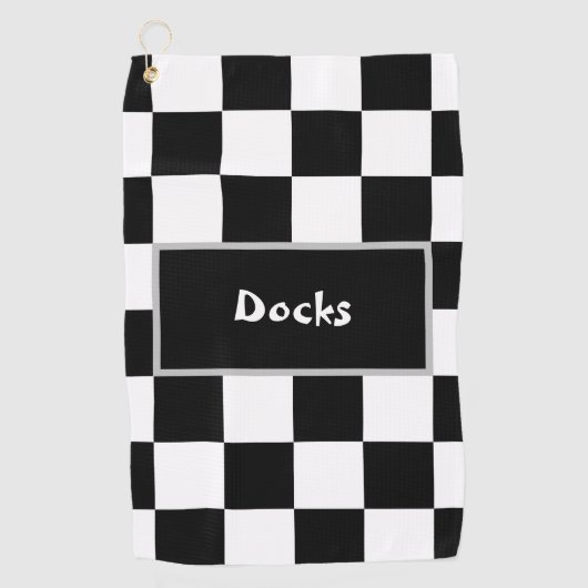 Serviette De Golf Chèque noir blanc (Devant)