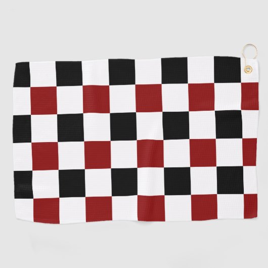 Serviette De Golf Chèque noir rouge blanc (Horizontal)