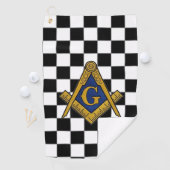 Serviette De Golf Chèques maçonniques Freemasons Carré et Compass (En situation)