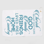 Serviette De Golf Chercher ce qui compte Turquoise (Horizontal)