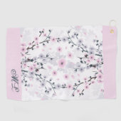 Serviette De Golf Cherry Blossom Dusky Rose Mauve Monogramme (Horizontal)