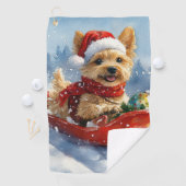 Serviette De Golf Chesapeake Bay Terrier Dog dans Sledge Noël (En situation)