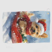 Serviette De Golf Chesapeake Bay Terrier Dog dans Sledge Noël (Horizontal)