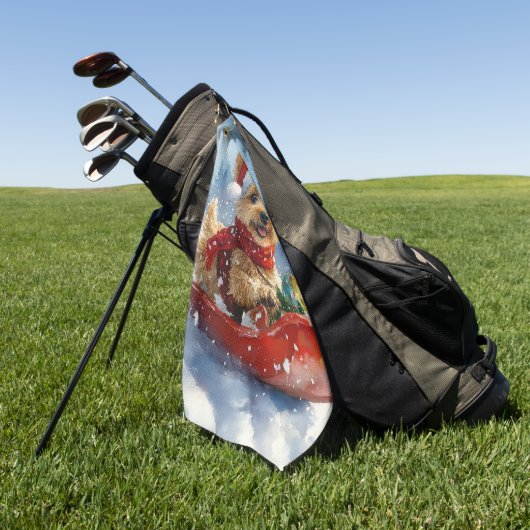 Serviette De Golf Chesapeake Bay Terrier Dog dans Sledge Noël (Vert)