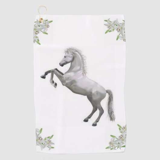 Serviette de golf Cheval Blanc Floral (Devant)