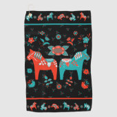Serviette De Golf Cheval Dala folklorique suédois (Devant)
