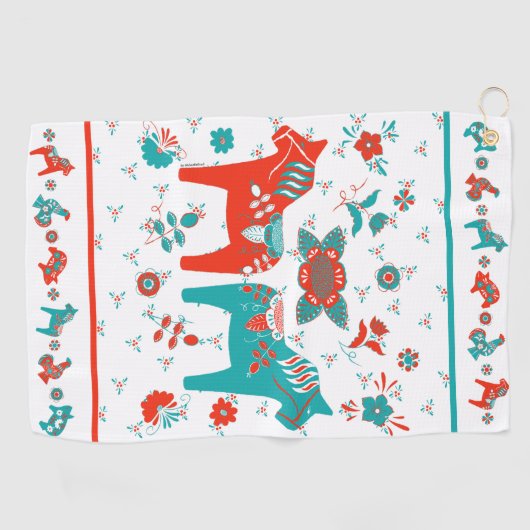 Serviette De Golf Cheval Dala folklorique suédois (Horizontal)