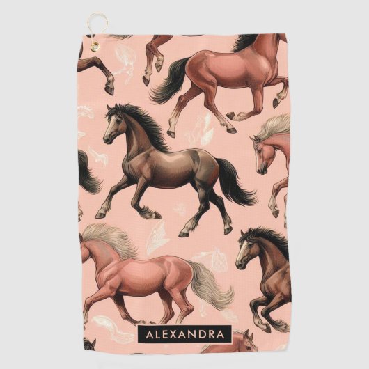 Serviette De Golf Cheval mignon rose sans joint (Devant)