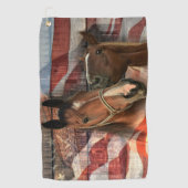 Serviette De Golf Cheval Rustic Barne drapeau américain (Devant)