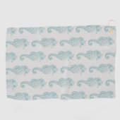 Serviette De Golf Chevaux de mer tropicaux, Motif hippocampe - gris  (Horizontal)
