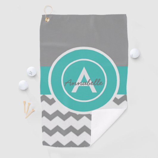 Serviette De Golf Chevron Turquoise gris (En situation)