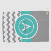 Serviette De Golf Chevron Turquoise gris (Horizontal)