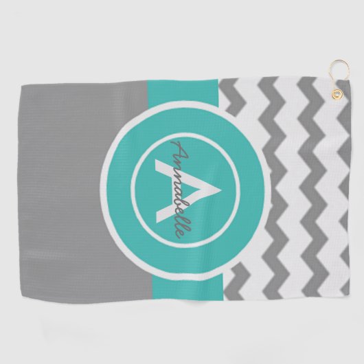 Serviette De Golf Chevron Turquoise gris (Horizontal)