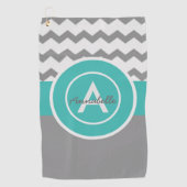 Serviette De Golf Chevron Turquoise gris (Devant)