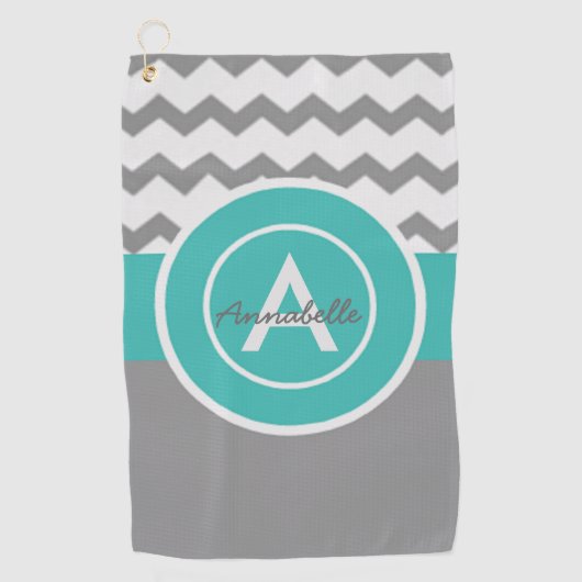Serviette De Golf Chevron Turquoise gris (Devant)