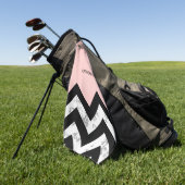 Serviette De Golf Chevrons noirs blancs et roses (Vert)