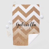 Serviette De Golf Chevrons Parties scintillant d'or (En situation)