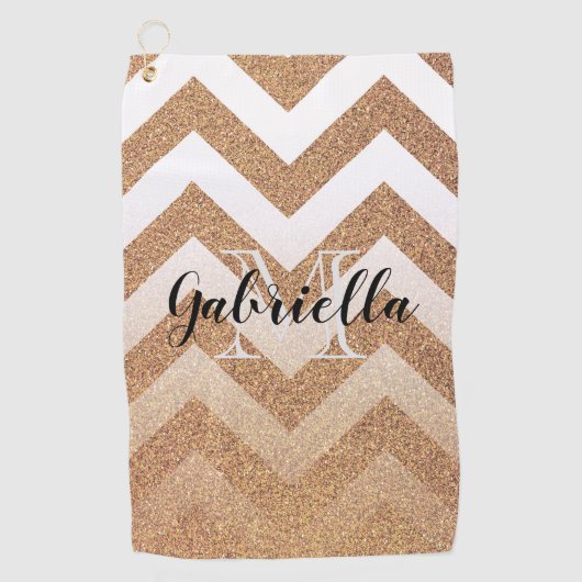 Serviette De Golf Chevrons Parties scintillant d'or (Devant)