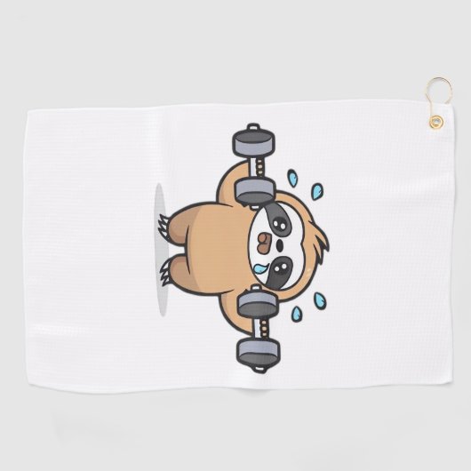 Serviette De Golf Chibi Sloth Gym Échec - Cute Kawaii Drôle Entraîne (Horizontal)