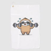 Serviette De Golf Chibi Sloth Gym Échec - Cute Kawaii Drôle Entraîne (Devant)