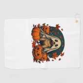 Serviette De Golf Chic chien Carlin avec Citrouille Automne Hallowee (Horizontal)