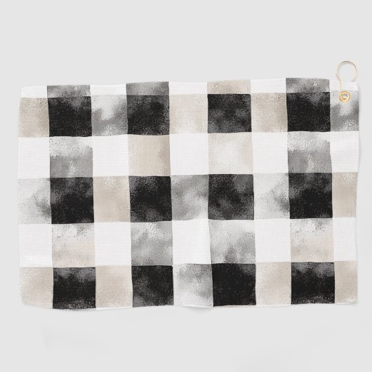 Serviette De Golf Chic Crème Noir Plaid (Horizontal)