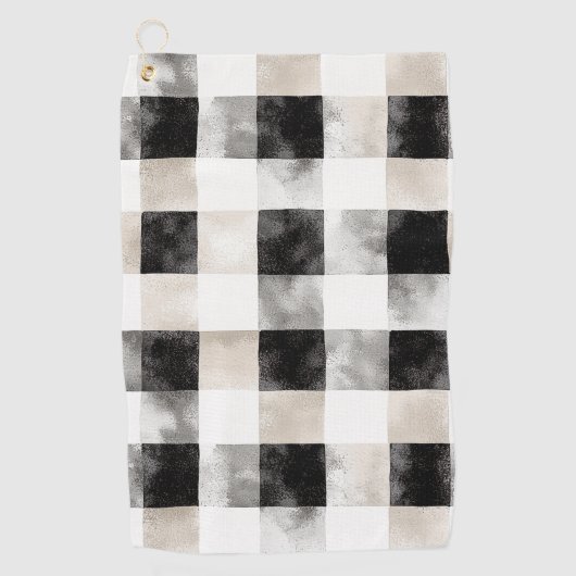 Serviette De Golf Chic Crème Noir Plaid (Devant)