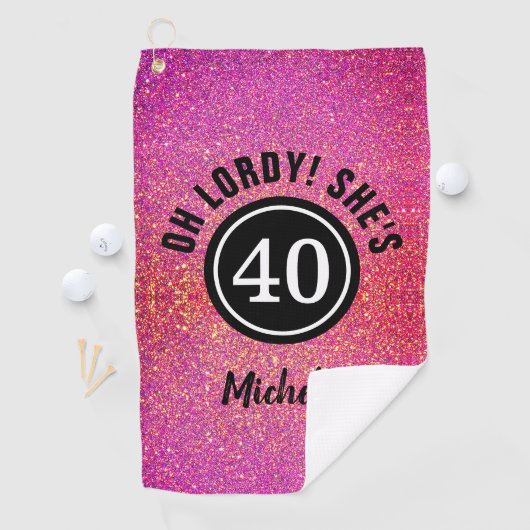 Serviette De Golf Chic de Parties scintillant rose 40e anniversaire  (En situation)