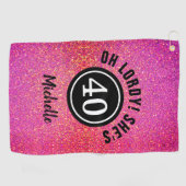 Serviette De Golf Chic de Parties scintillant rose 40e anniversaire  (Horizontal)