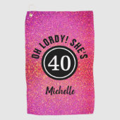 Serviette De Golf Chic de Parties scintillant rose 40e anniversaire  (Devant)