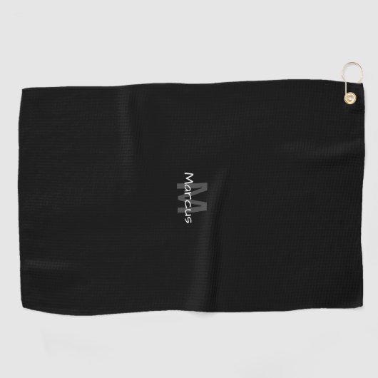 Serviette De Golf Chic noir monogramme (Horizontal)