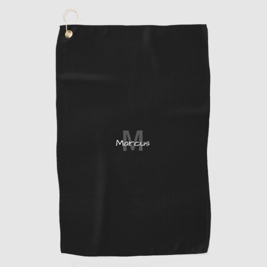 Serviette De Golf Chic noir monogramme (Devant)