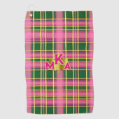 Serviette De Golf Chic Pink & Green Plaid Monogrammed (Devant)