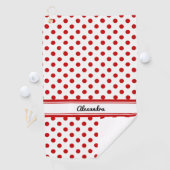 Serviette De Golf Chic Polka Dot Rouge Blanc Arrière - plan (En situation)