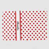 Serviette De Golf Chic Polka Dot Rouge Blanc Arrière - plan (Horizontal)