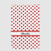 Serviette De Golf Chic Polka Dot Rouge Blanc Arrière - plan (Devant)