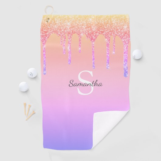 Serviette De Golf Chic Rainbow Parties scintillant Drivers Nom du mo (En situation)