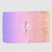 Serviette De Golf Chic Rainbow Parties scintillant Drivers Nom du mo (Horizontal)