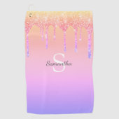 Serviette De Golf Chic Rainbow Parties scintillant Drivers Nom du mo (Devant)