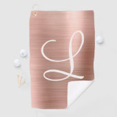 Serviette De Golf Chic Rose or brossé métal rose Monogramme (En situation)