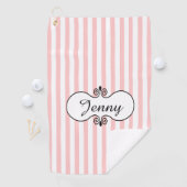 Serviette De Golf Chic rose rayures personnalisées (En situation)