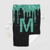Serviette De Golf Chic Turquoise Parties scintillant de séchage Nom  (En situation)