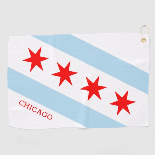 Serviette De Golf Chicago Flag Golf Towel / Illinois, États-Unis (Horizontal)
