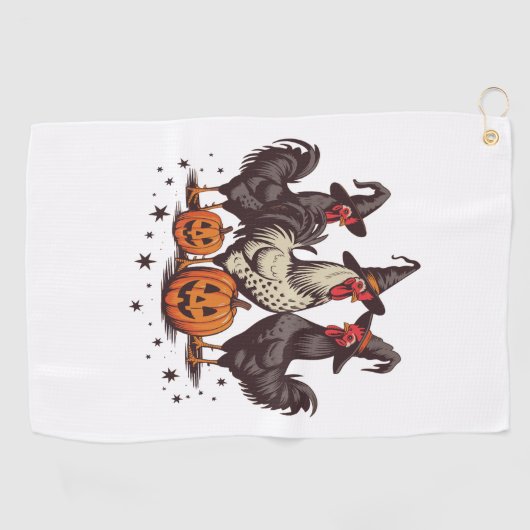 Serviette De Golf Chicken sorcière Citrouille d'Halloween automne (Horizontal)
