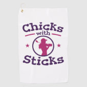 Serviette De Golf Chicks avec bâtons Golf Golfing Femmes (Devant)