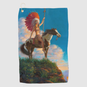 Serviette De Golf Chieftess Femme Amérindienne Chef
