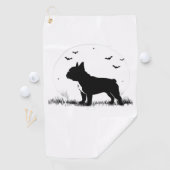 Serviette De Golf Chien à Chien à Chien - Halloween Lune Silhouette  (En situation)