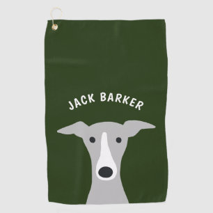 Serviette De Golf Chien à couture italien Greyhound avec nom personn